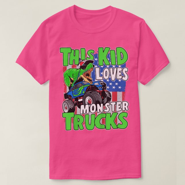 Camiseta Kids American Flag Dinosaur Toddler This Kid Loves (Diseño del anverso)