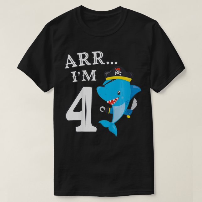 Camiseta Kids ARR I'M 4 Birthday Pirate  I 4th Birthday Sha (Diseño del anverso)