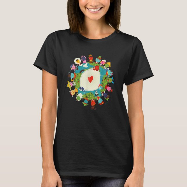 Camiseta Kids Art Children Love the Planet Earth World Peac (Anverso)