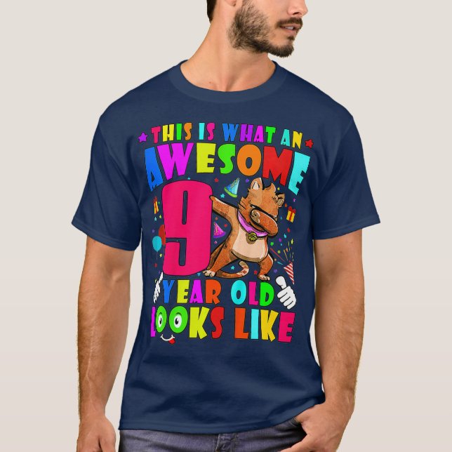Camiseta Kids Awesome 9 Year Old Boys Girls 9th Birthday (Anverso)