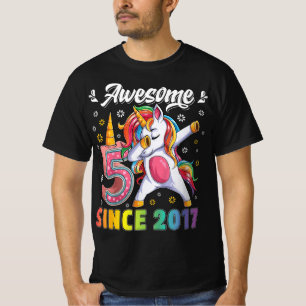 Camiseta Kids awesome dabbing unicorn birthday 5 year old G