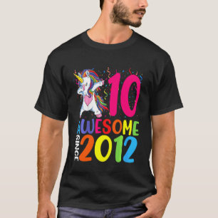 Camiseta Kids Awesome Since 2012 Dabbing Unicorn 10th Birth