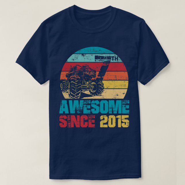 Camiseta Kids Awesome Since 2015 7th Birthday Monster Truck (Diseño del anverso)