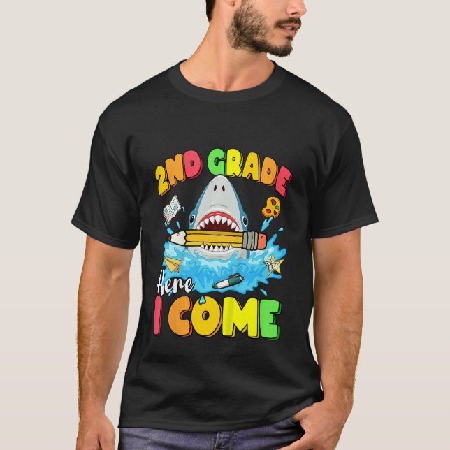 Camiseta Kids Back To School 2nd Grade Here I Come  Shark G (Anverso)