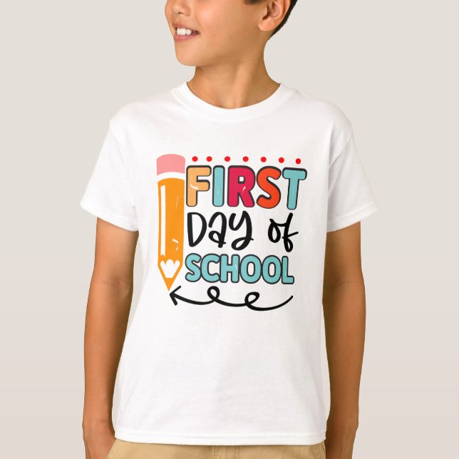 Camiseta Kids Back to School Shirt with Cute Pencil Art (Anverso)