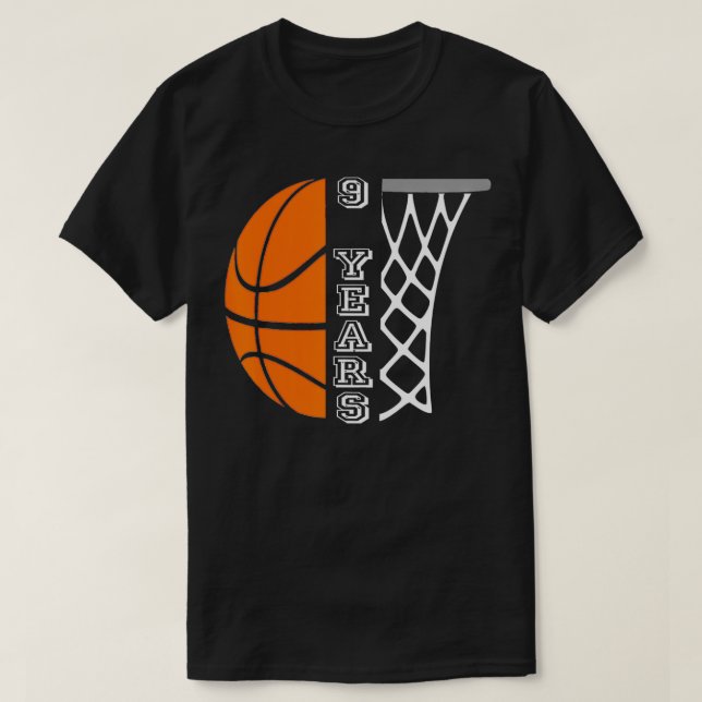 Camiseta Kids Basketball Birthday For Boys 9 Years Old Gift (Diseño del anverso)