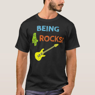 Camiseta Kids Being 4 Rocks Guitar Four 4 Year Old 4th Birt
