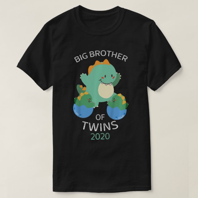 Camiseta Kids Big Brother of Twins 2020 T-Shirt Dinosaur Tw (Diseño del anverso)