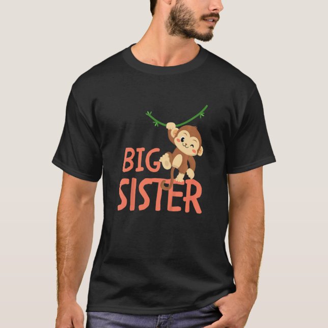 Camiseta Kids Big Sister Ever Monkey Animal World's Greates (Anverso)