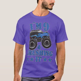 Camiseta Kids Birthday 9 Years Old Monster Truck Children F