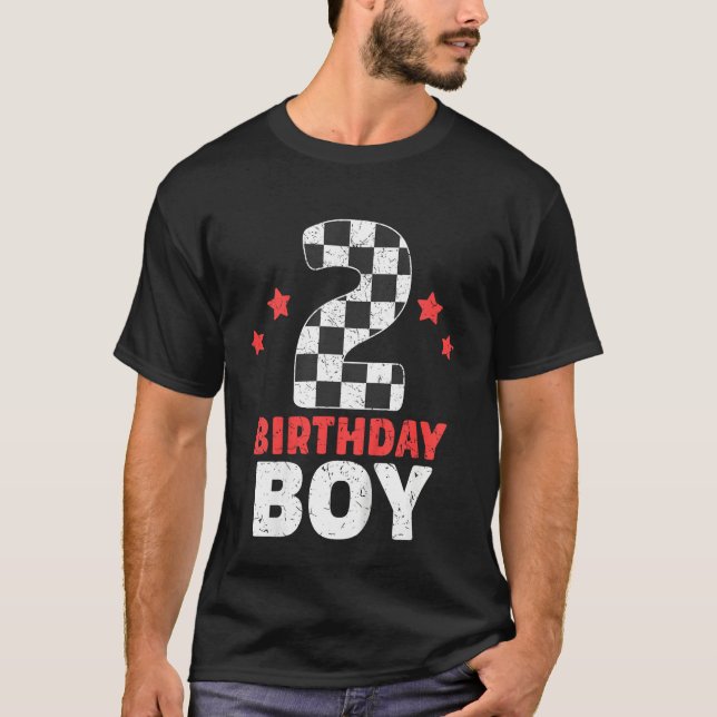 Camiseta Kids Birthday Boy 2 Two Racing Flag 2nd Birthday R (Anverso)