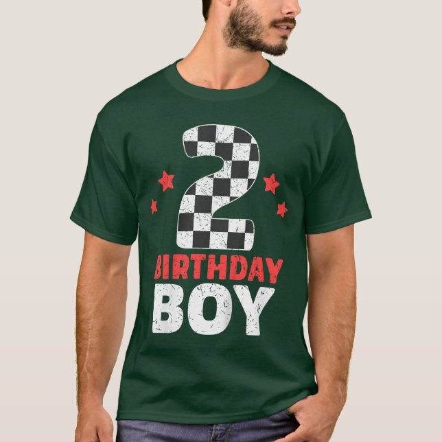 Camiseta Kids Birthday Boy 2 Two Racing Flag 2nd Birthday R (Anverso)