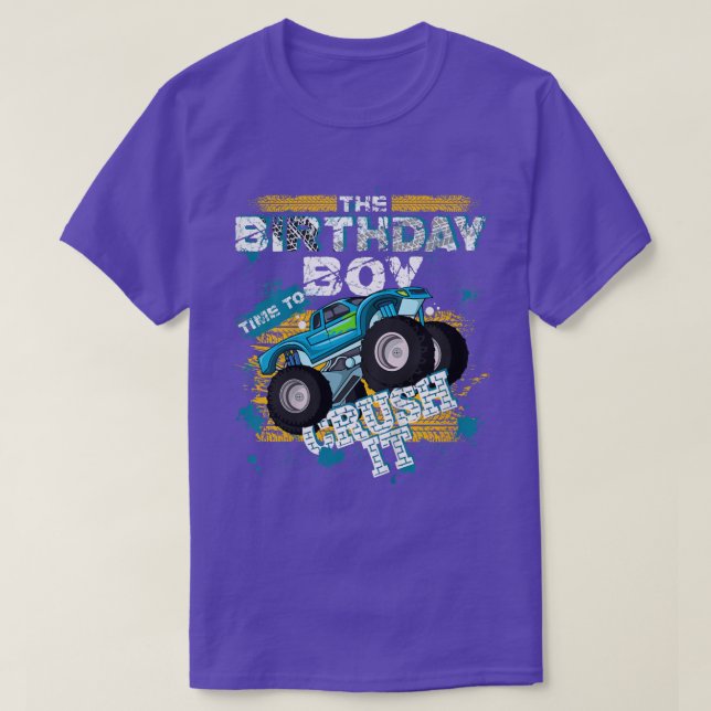 Camiseta Kids Birthday Boy Time To Crush It Monster Truck B (Diseño del anverso)