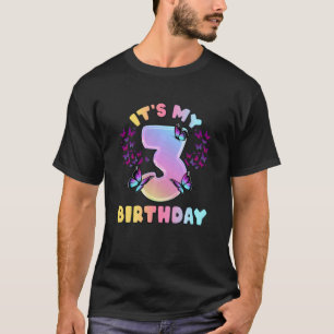 Camiseta Kids Birthday Girl 3 Year Old Butterflies It's My 