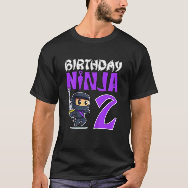 Camiseta Kids Birthday Ninja For 2 Year Old Little Ninja 2t (Anverso)