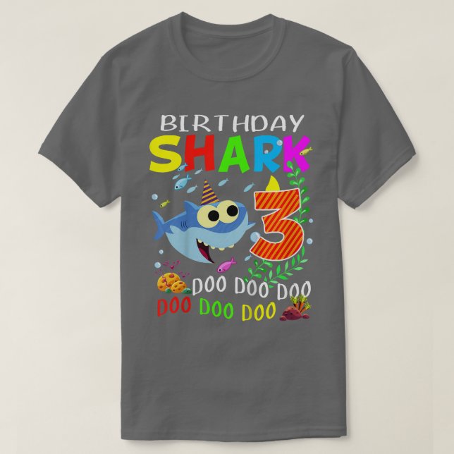 Camiseta Kids Birthday Shark 3 Years Old Boys and Girls 3rd (Diseño del anverso)