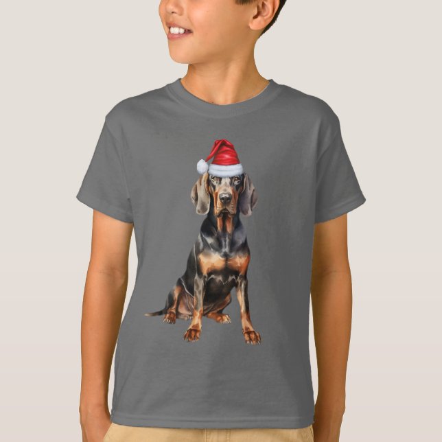 Camiseta Kids Black Tan Coonhound Dog Lover Funny Christmas (Anverso)