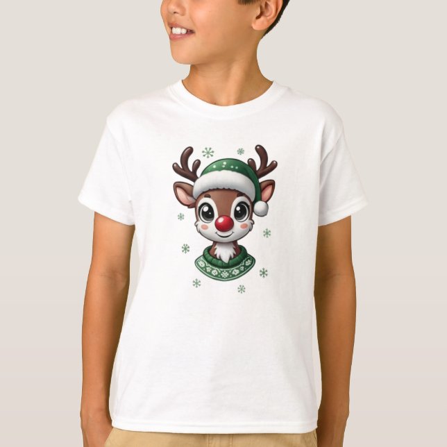 Camiseta Kids Boy Cute Reindeer Personalized T-Shirt  (Anverso)