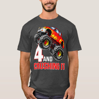 Camiseta Kids Boys 4th Birthday Monster Truck Birthday 4 ye