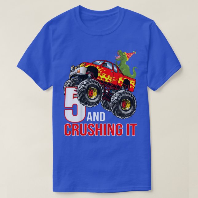 Camiseta Kids Boys 5th Birthday Monster Truck Birthday 5 ye (Diseño del anverso)