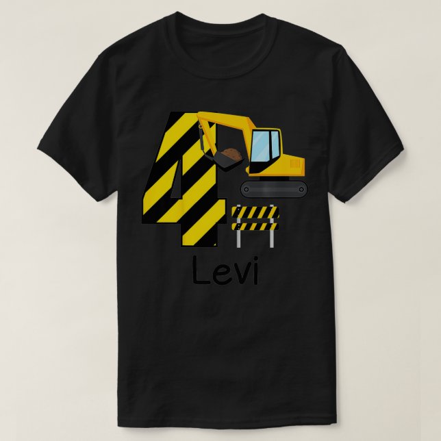 Camiseta Kids Boys Construction 4th Birthday Levi 4 Years O (Diseño del anverso)