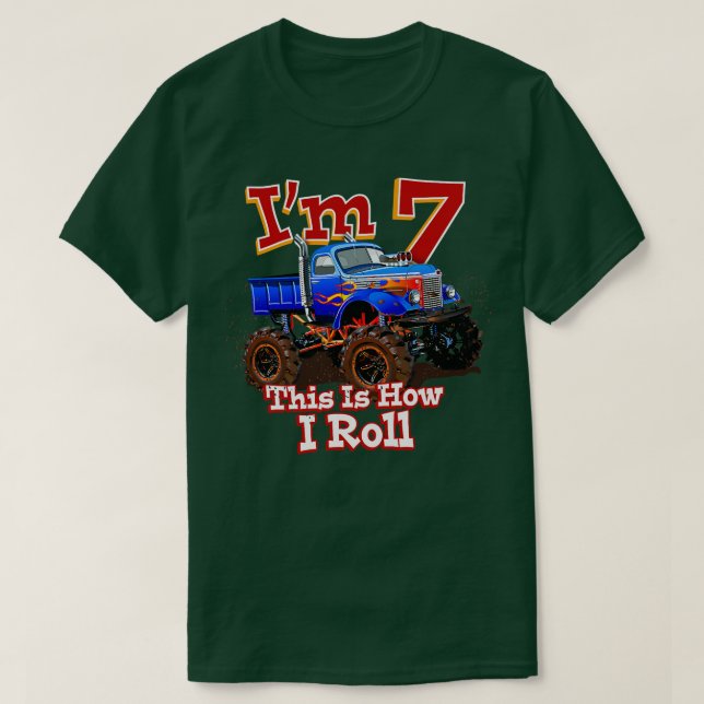 Camiseta Kids Boys Monster Truck 7th Birthday Shirt Gift Th (Diseño del anverso)