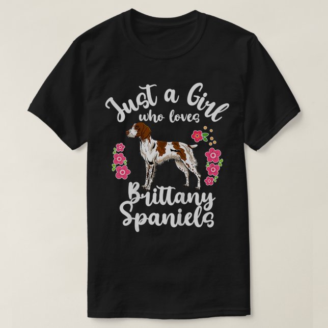 Camiseta Kids Brittany Spaniel Just a Girl Who Loves Britta (Diseño del anverso)