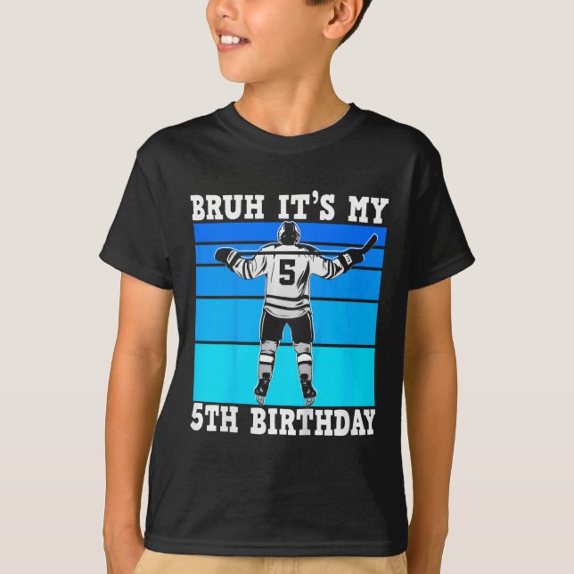 Camiseta Kids Bruh It's My 5th Birthday Ice Hockey Boys 5 Y (Anverso)