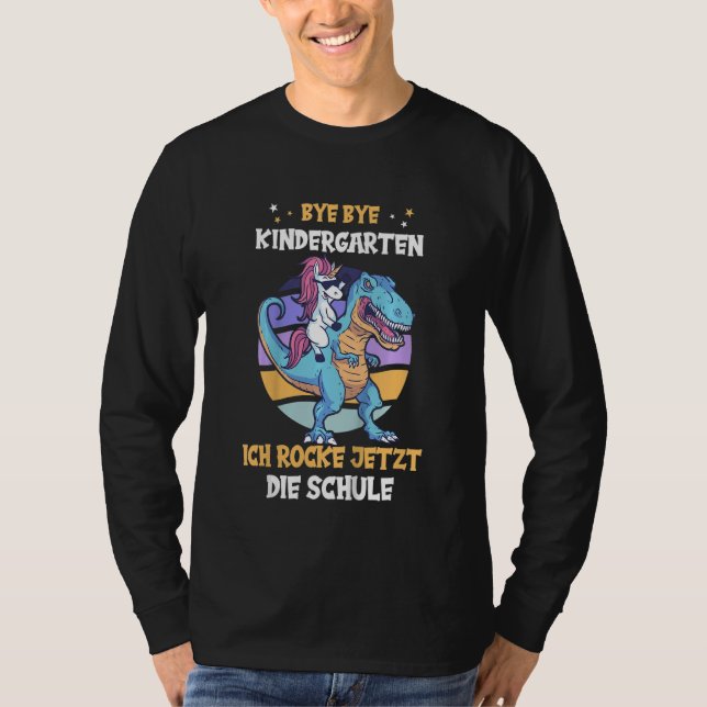 Camiseta Kids Bye bye kindergarten I'm rocking school now (Anverso)