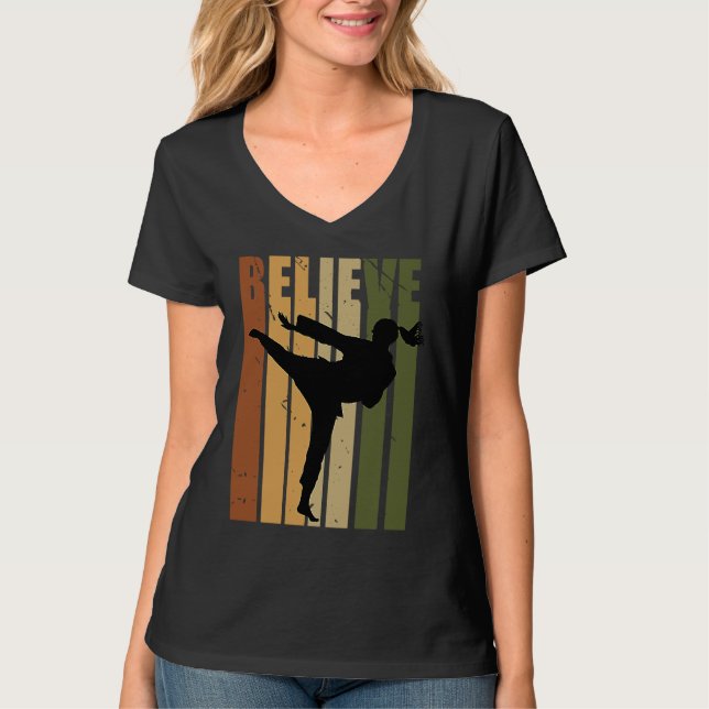 Camiseta Kids Camouflage Retro Karate Motivating Believe Pr (Anverso)