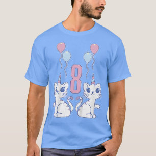 Camiseta Kids Cats 8th Birthday Cat Girl 8 Years Birthday