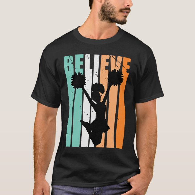 Camiseta Kids Cheerleading Cheerleader Believe Silhouette C (Anverso)
