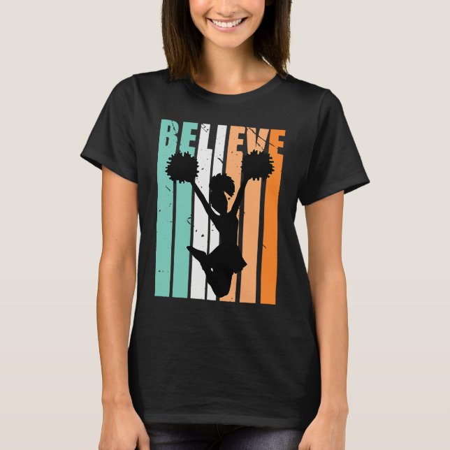 Camiseta Kids Cheerleading Cheerleader Believe Silhouette C (Anverso)