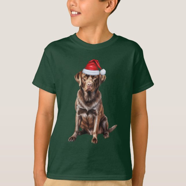 Camiseta Kids Chocolate Labrador Dog Lover Funny Christmas (Anverso)