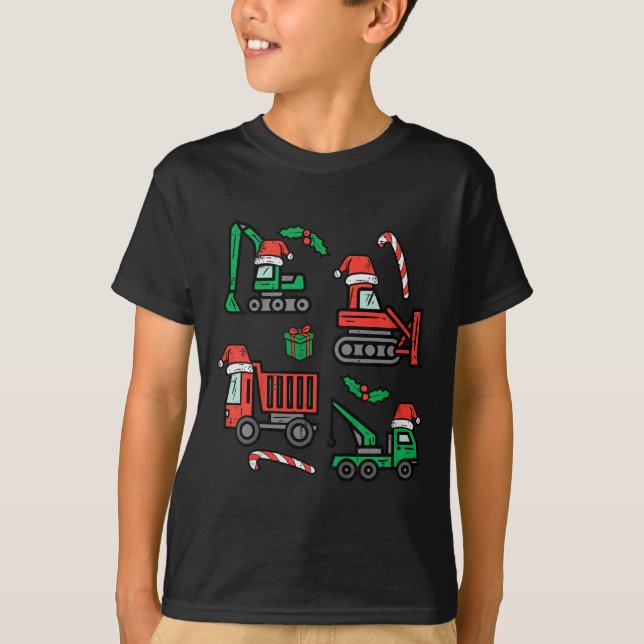 Camiseta Kids Christmas Construction Vehicles Truck Xmas Bo (Anverso)