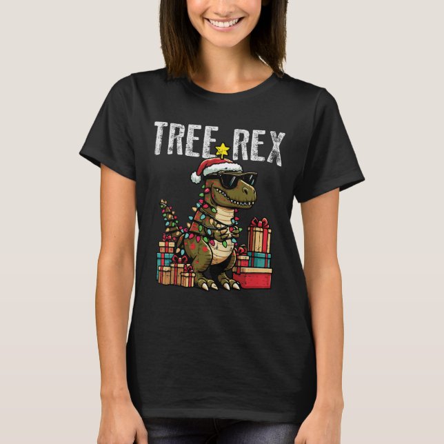 Camiseta Kids Christmas Dinosaur Tree Rex Xmas Trex Toddler (Anverso)