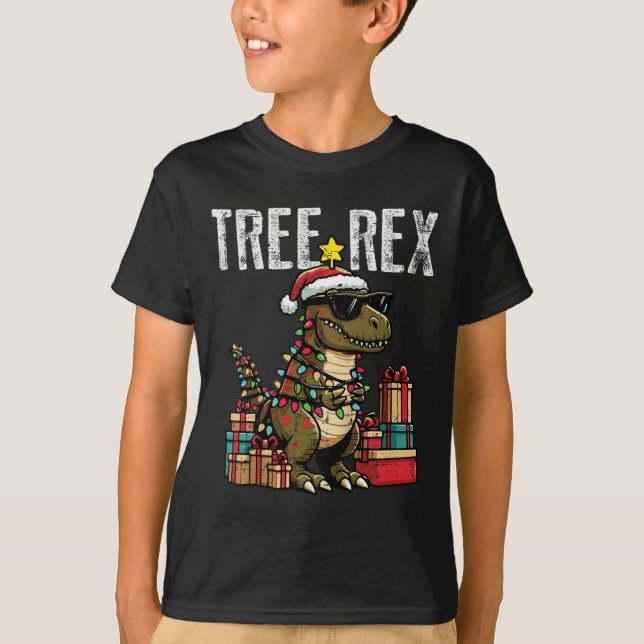 Camiseta Kids Christmas Dinosaur Tree Rex Xmas Trex Toddler (Anverso)