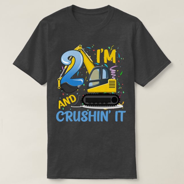 Camiseta Kids Construction Truck 2nd Birthday Boy 2 Year Ol (Diseño del anverso)