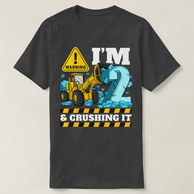 Camiseta Kids Construction Truck 2nd Birthday Shirt Boy 2 B (Diseño del anverso)