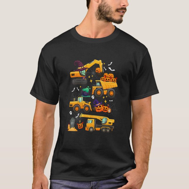 Camiseta Kids Construction Vehicle Halloween Crane Truck Pu (Anverso)