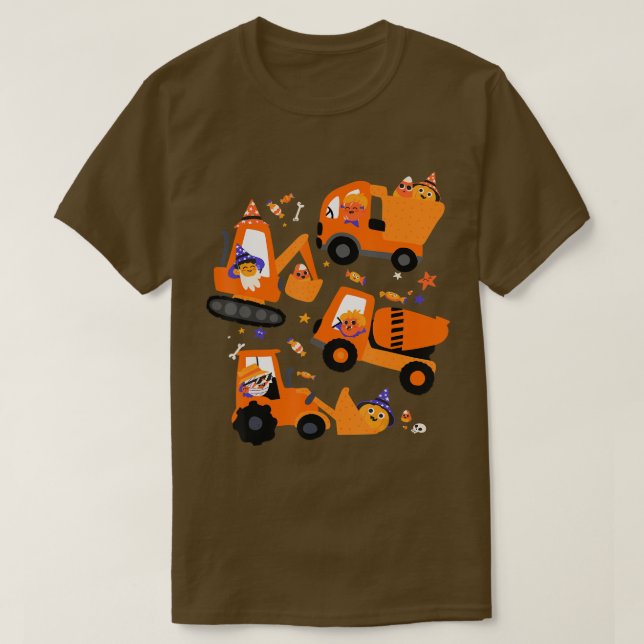 Camiseta Kids Construction Vehicle Halloween Crane Truck Pu (Diseño del anverso)