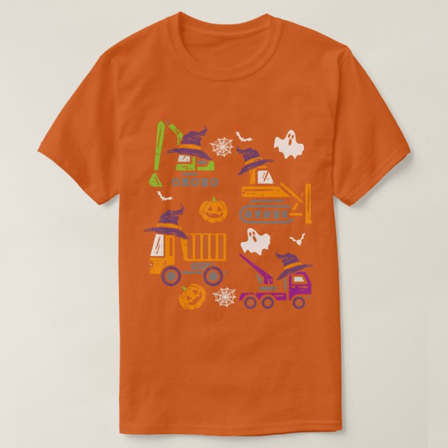 Camiseta Kids Construction Vehicle Halloween Crane Truck Pu (Diseño del anverso)