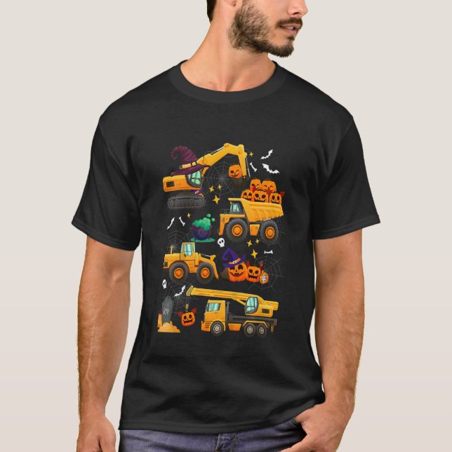 Camiseta Kids Construction Vehicle Halloween Crane Truck Pu (Anverso)