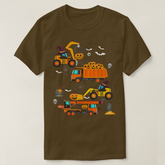Camiseta Kids Construction Vehicle Halloween Crane Truck Pu (Diseño del anverso)