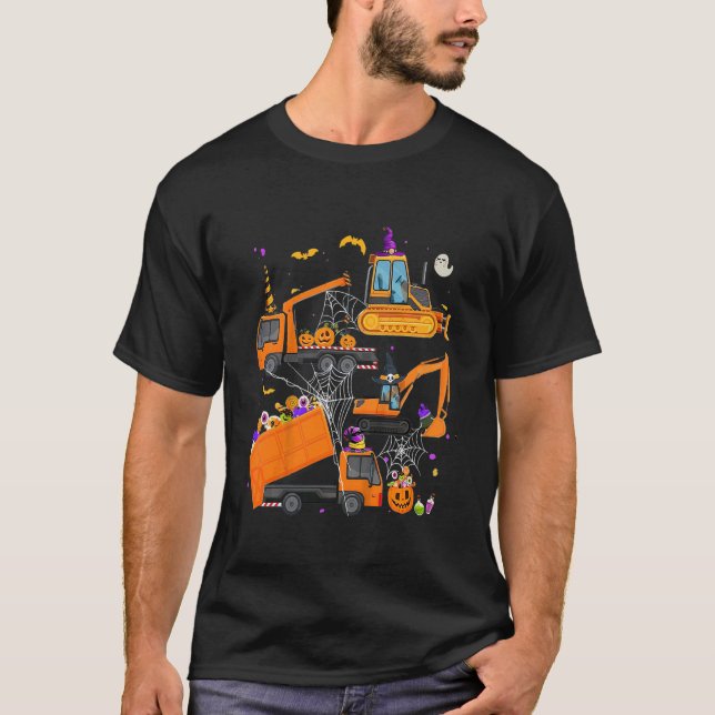 Camiseta Kids Construction Vehicle Halloween Crane Truck Pu (Anverso)