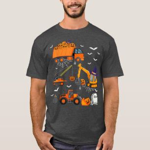 Camiseta Kids Construction Vehicle Halloween Pumpkin Crane