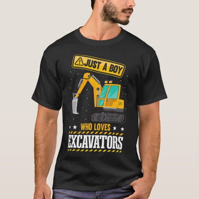 Camiseta Kids Construction Vehicle Just A Boy Who Loves Exc (Anverso)