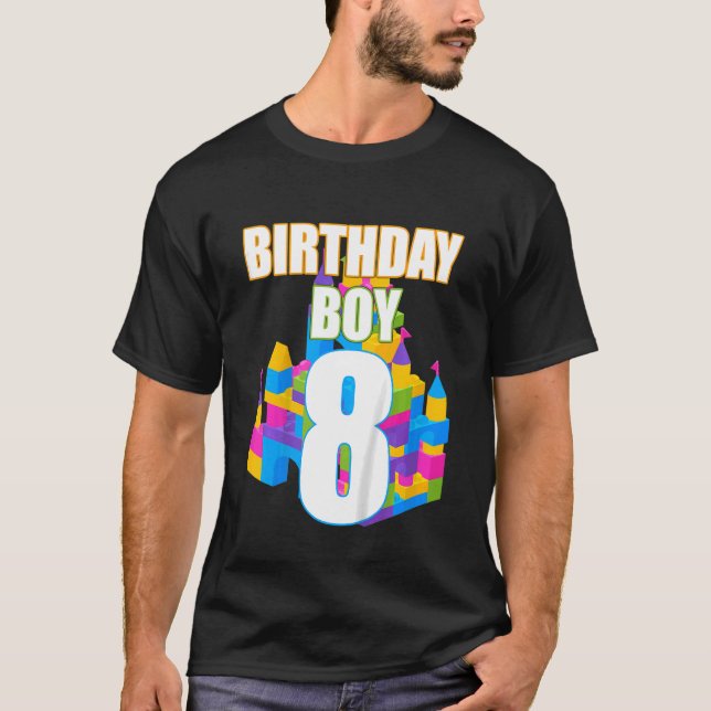 Camiseta Kids Cute 8th Birthday  8 Years Old Block Building (Anverso)