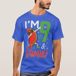 Camiseta Kids Cute I'm 9 Years Old & Sweet Dabbing Watermel