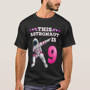 Camiseta Kids Dabbing Astronaut 9 Year Old Birthday Girl Sp